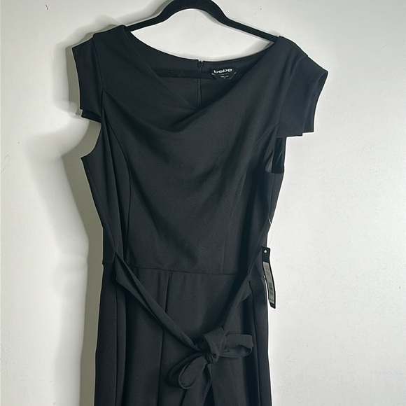 Bebe jumpsuit wide leg slits side black size 14 new - Picture 9 of 13